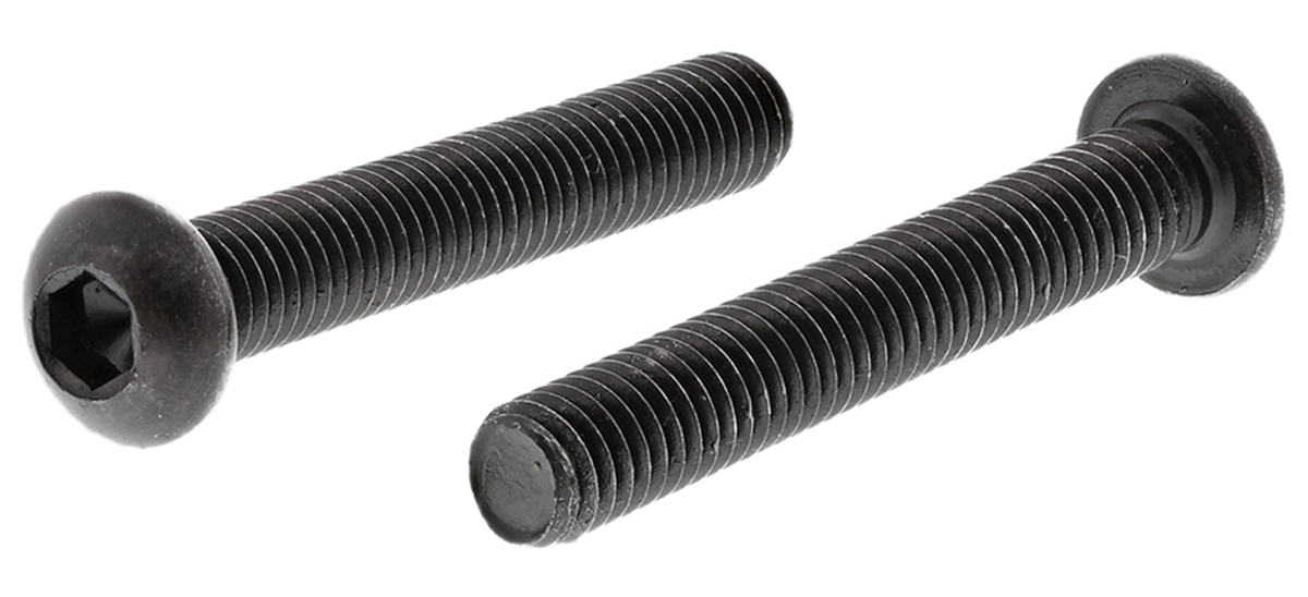 RS PRO Black, Self-Colour Steel Hex Socket Button Screw, ISO 7380, M6 x 40mm
