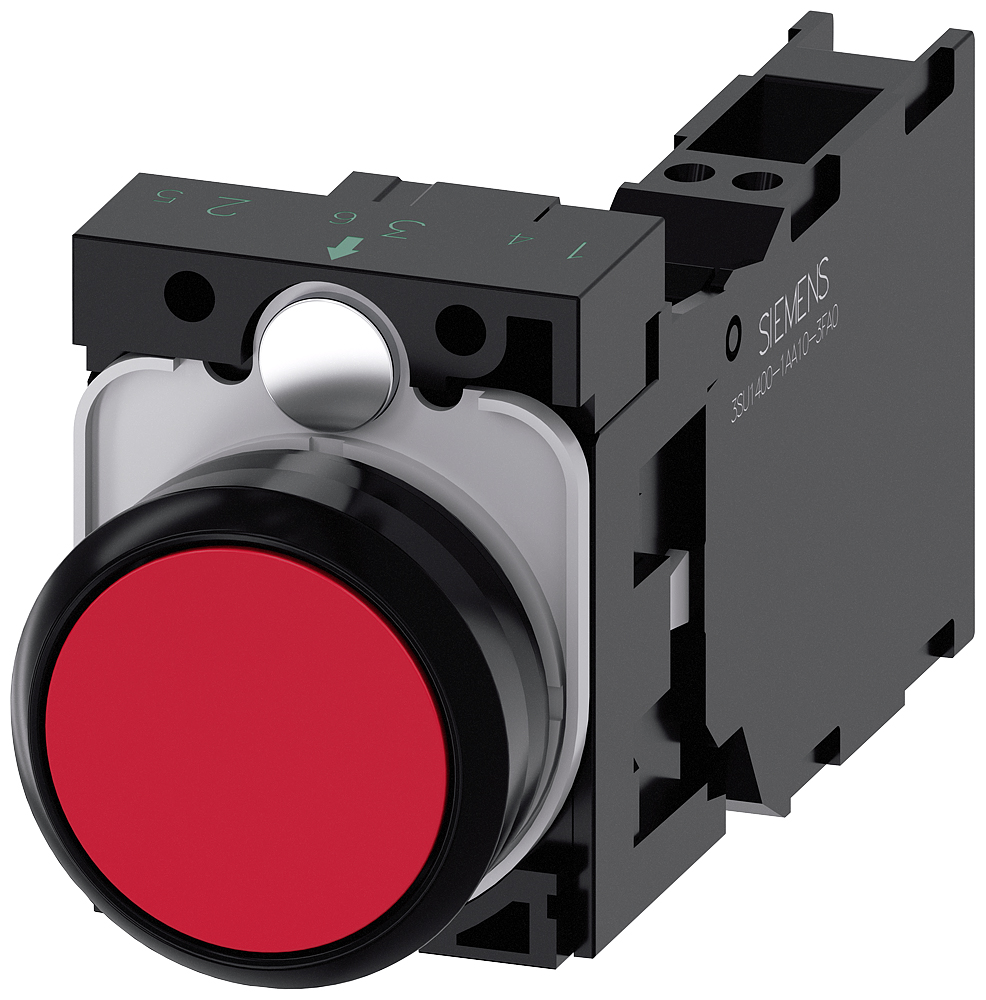 Siemens SIRIUS ACT 3SU11 Series Push Button Complete Unit, 22mm Cutout, SPST, IP66, IP67, IP69(IP69K)