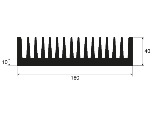 RS PRO Heatsink, Universal Rectangular Alu, 0.65K/W, 150 x 160 x 40mm