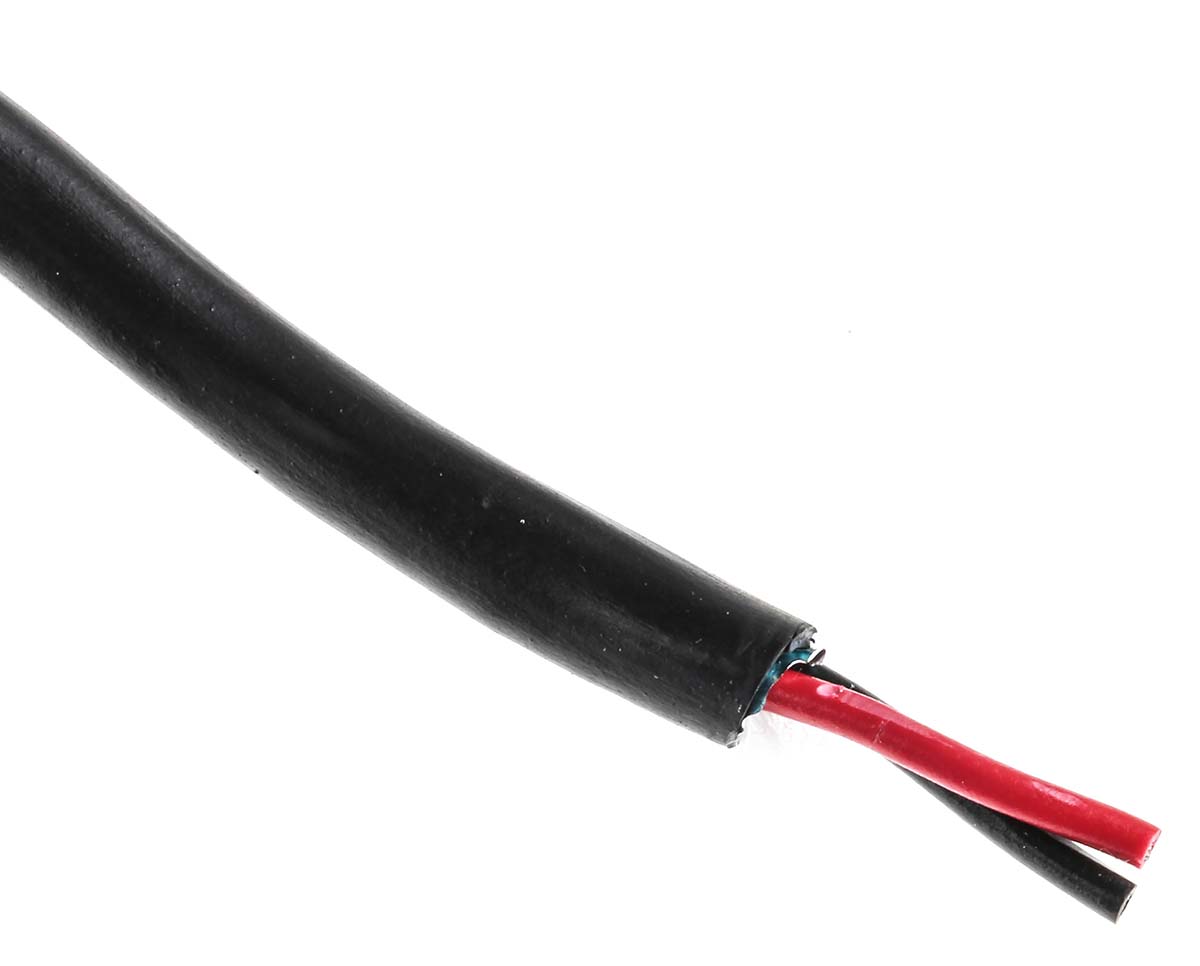 Alpha Wire XTRA-GUARD 2 Control Cable, 2 Cores, 0.56 mm² 20 AWG, Screened, 30 m, Black Polyvinyl Chloride Sheath