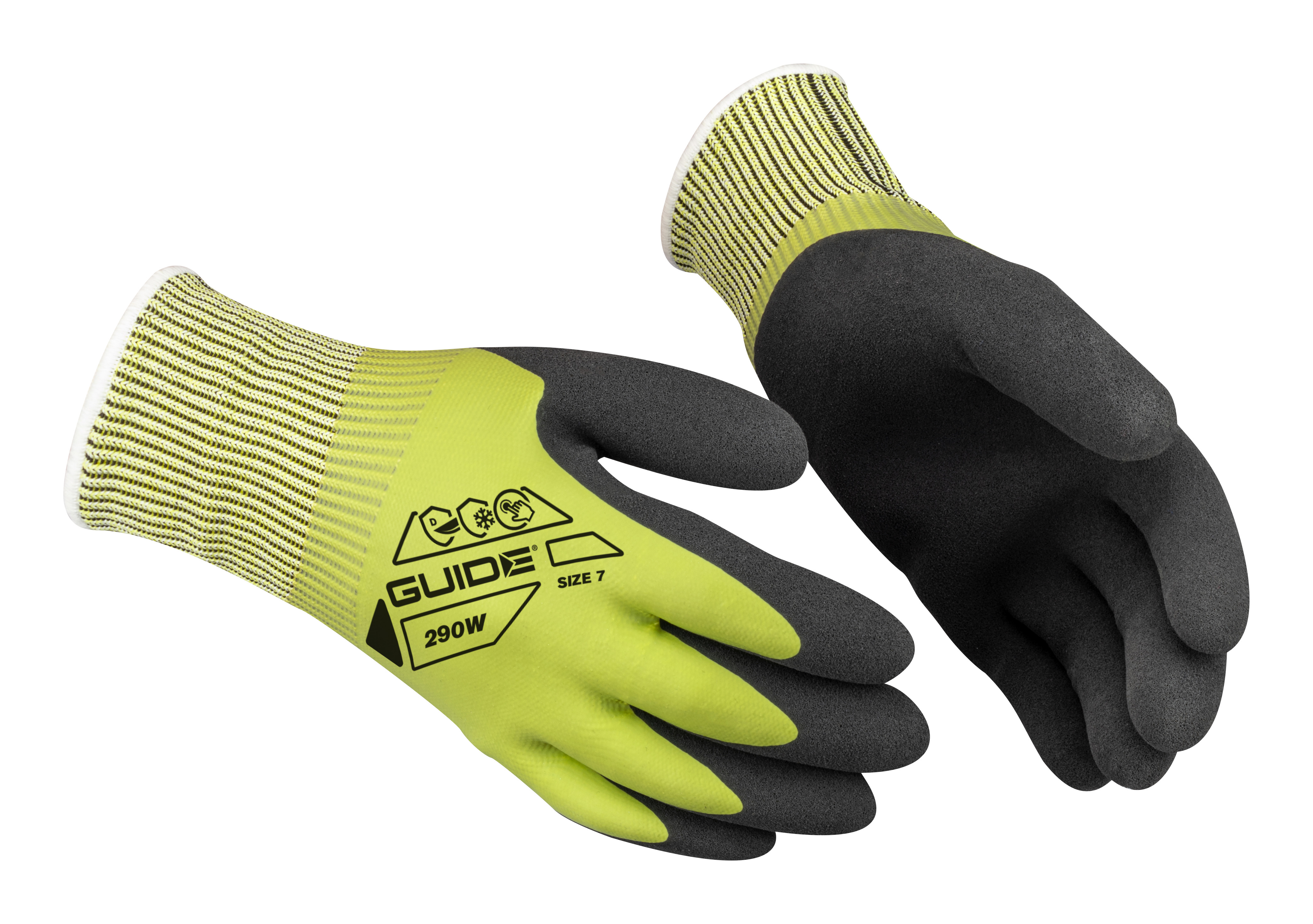 GUIDE GLOVES GUIDE 290W Grey, Green Acrylic High Performance Polyethylene, Latex, Polyester, Fibreglass Work Gloves,