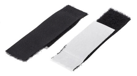 RS PRO Cable Tie, Hook and Loop, 50mm x 20 mm, Black Nylon, Pk-10