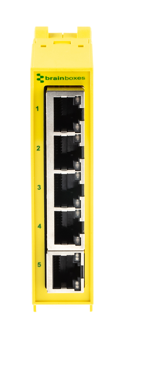 Brainboxes DIN Rail Mount Industrial Ethernet Switch, 5 RJ45 Ports