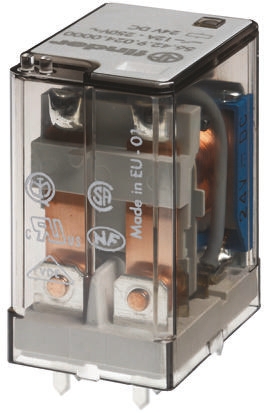 Finder PCB Mount Power Relay, 12V dc Coil, 12A Switching Current, DPDT