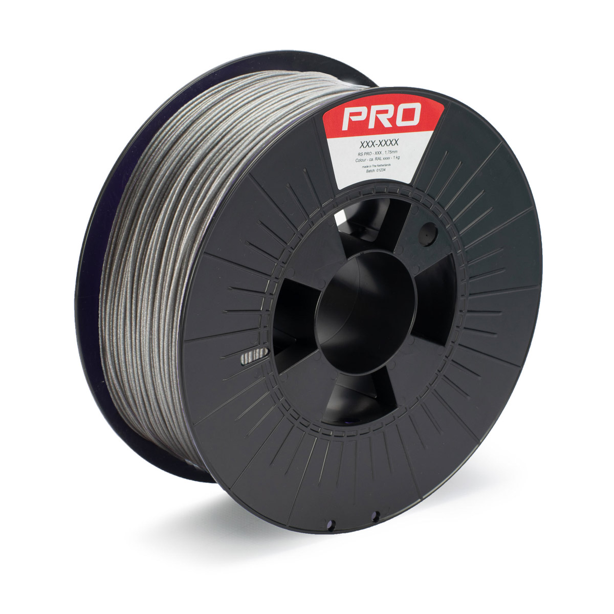 RS PRO 1.75mm Silver PLA 3D Printer Filament, 1kg