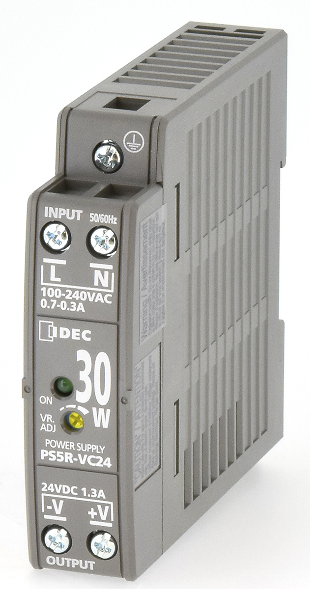 Idec PS5R Switched Mode DIN Rail Power Supply, 85 → 264 V ac / 100 → 370V dc ac, dc Input, 24V dc dc