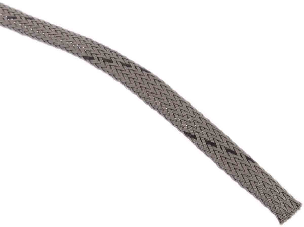 HellermannTyton Expandable Braided PET Grey Cable Sleeve, 5mm Diameter, 10m Length