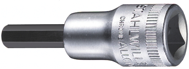 STAHLWILLE 3/8 in Drive Bit Socket, Hex Bit, 1/4in, 52 mm Overall Length