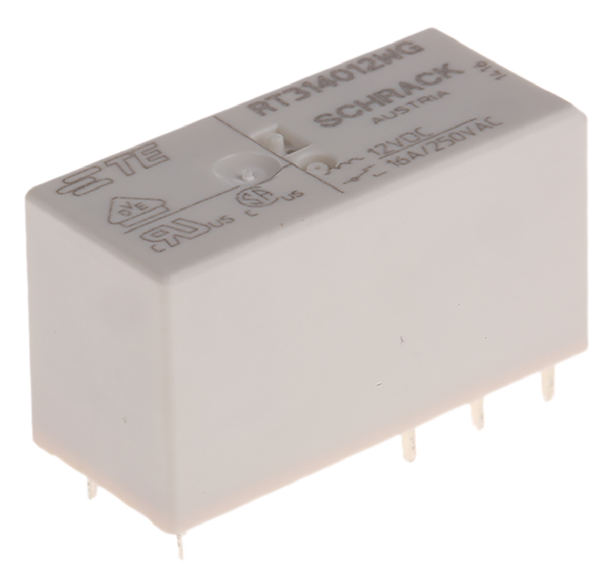 TE Connectivity PCB Mount Power Relay, 12V dc Coil, 16A Switching Current, SPDT