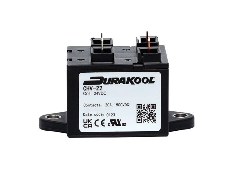 Durakool CHV CHV20 Contactor, 12 V dc Coil, 1-Pole, 20 A, NO, 1.5 kV dc