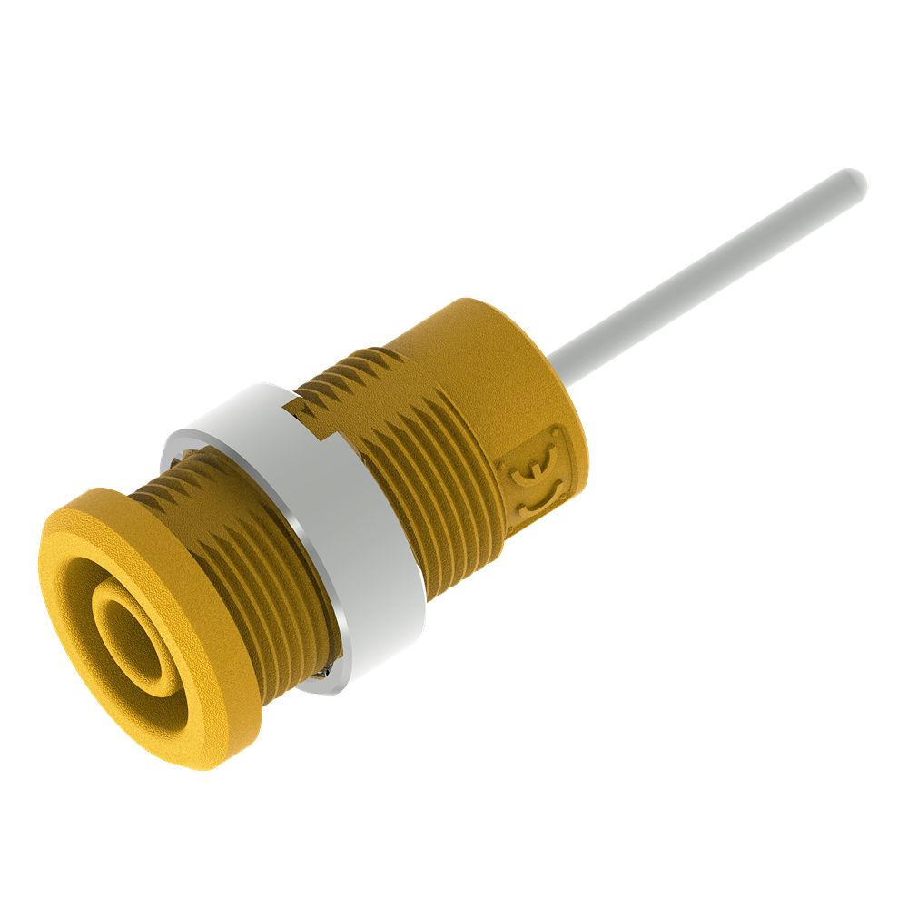 Electro PJP Yellow Female Banana Socket, 4 mm Connector, Pin Termination, 36A, 1kV, Nickel Plating