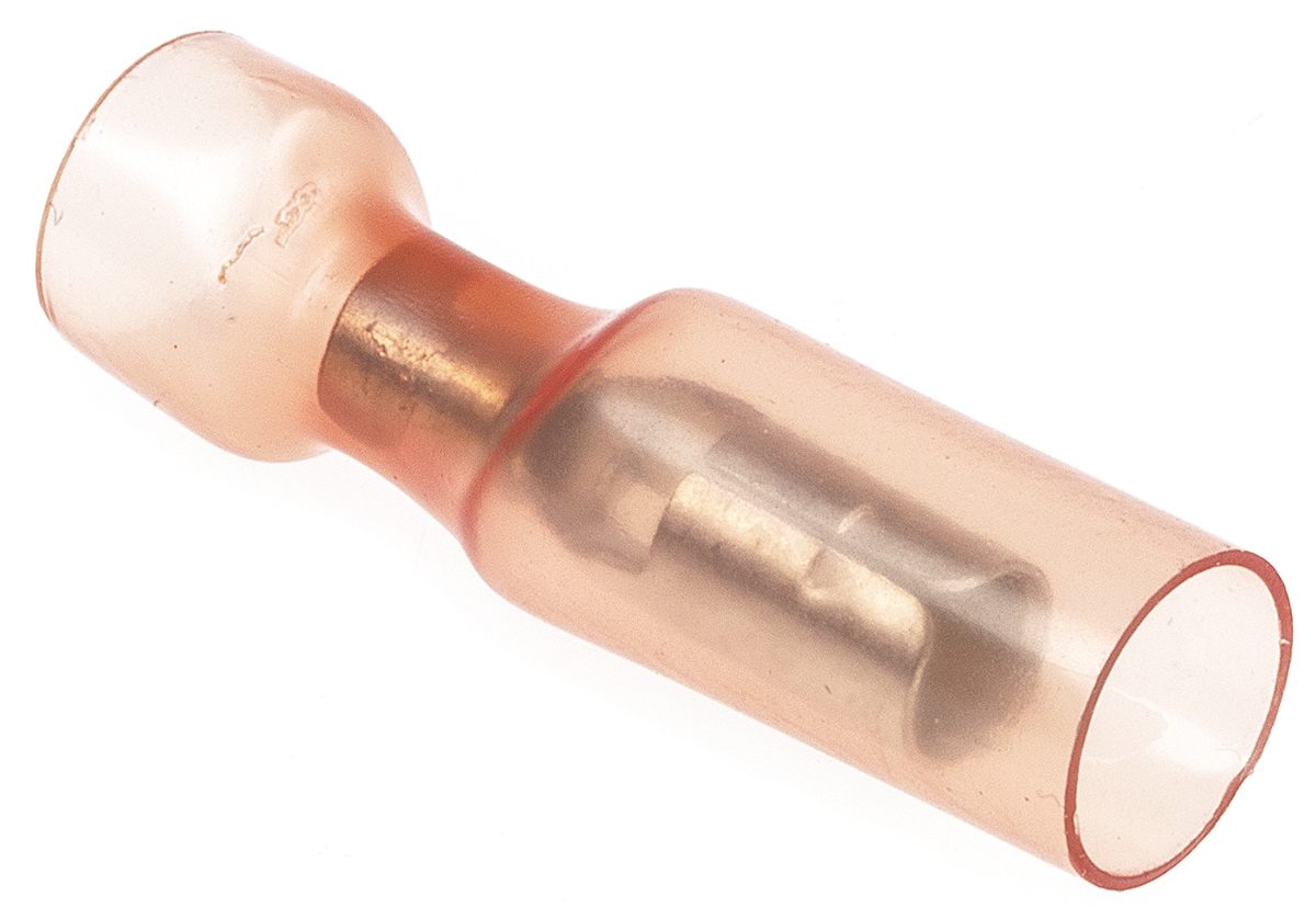 TE Connectivity, DuraSeal Insulated, Red Crimp Bullet Connector, 0.5mm² to 1mm², 22AWG to 18AWG, 4mm Bullet diameter
