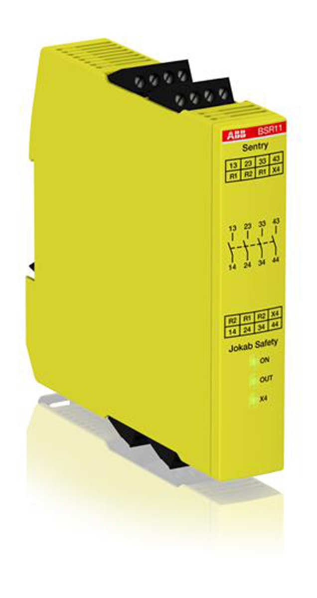 ABB Jokab Sentry BSR11 4 Auxiliary Contacts Safety Relay 24V dc, Single Channel 4 Safety Contacts