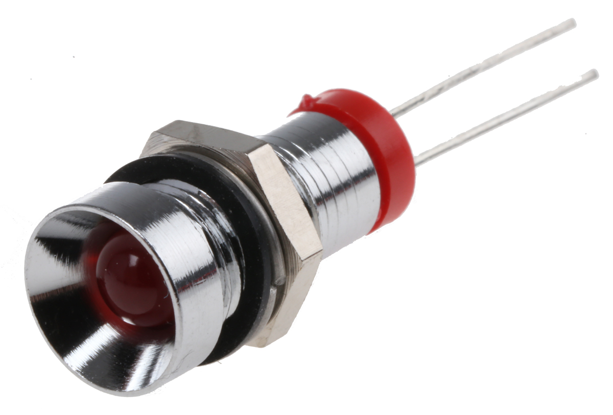 RS PRO Red Panel Mount Indicator, 2V dc, 8mm Mounting Hole Size, IP67
