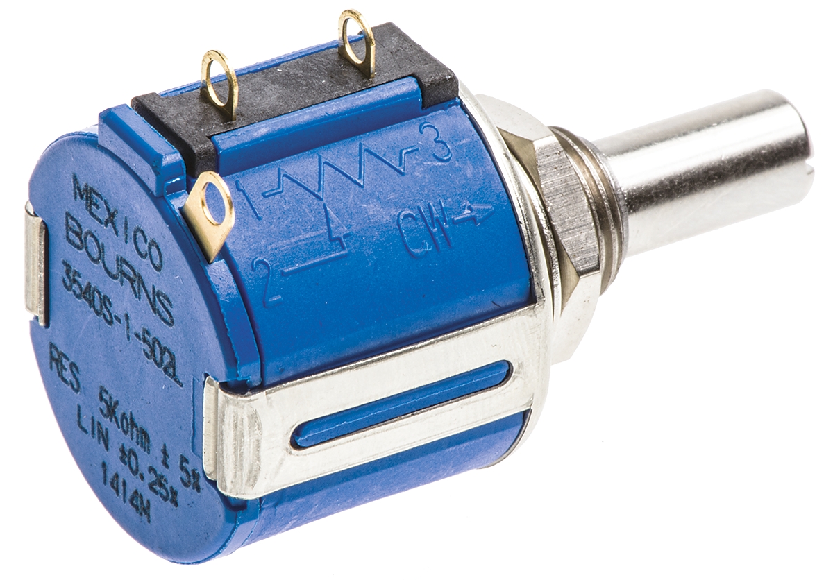 Bourns 3540 5kΩ Rotary Potentiometer 10-Turns 1-Gang Panel Mount, 3540S-1-502L