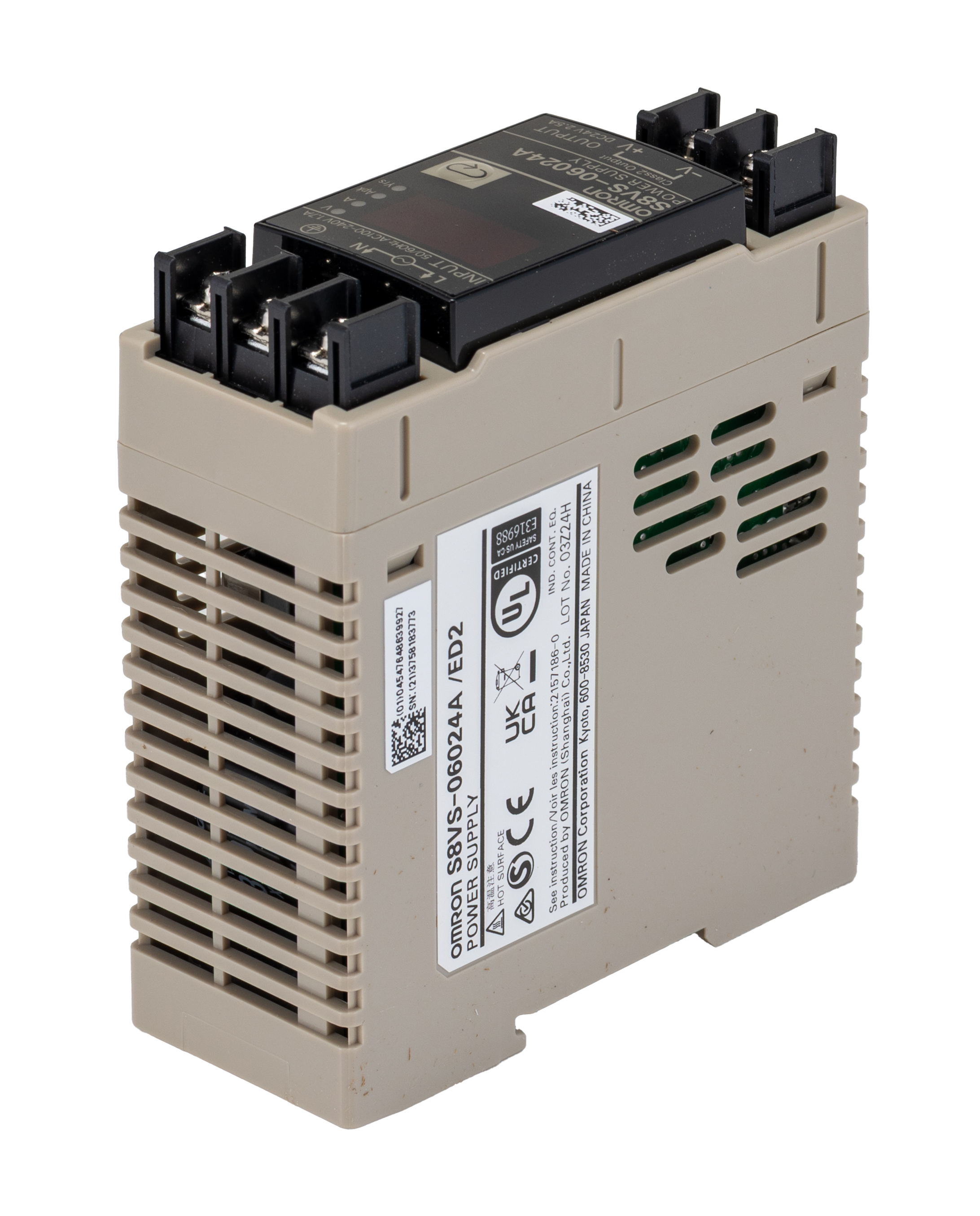 Omron S8VS Switched Mode DIN Rail Power Supply, 100 → 240V ac Input, 24V dc dc Output, 2.5A Output, 60W