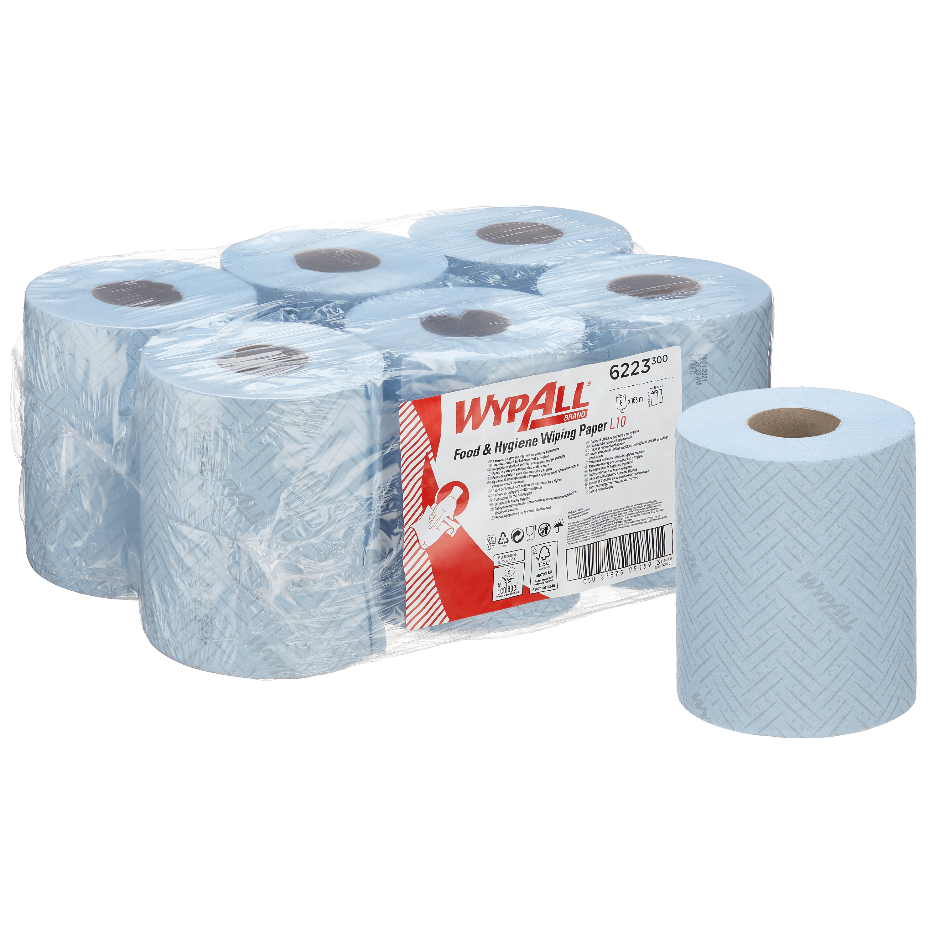 WYPALL WypAll L10 Food & Hygiene (6223) Rolled Blue Paper Towel, 380 x 183mm, 2580 Sheets