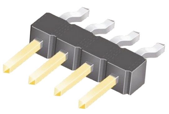 Samtec TSM Series Right Angle Surface Pin Header, 4 Contact(s), 2.54 mm Pitch, 1 Row, Unshrouded