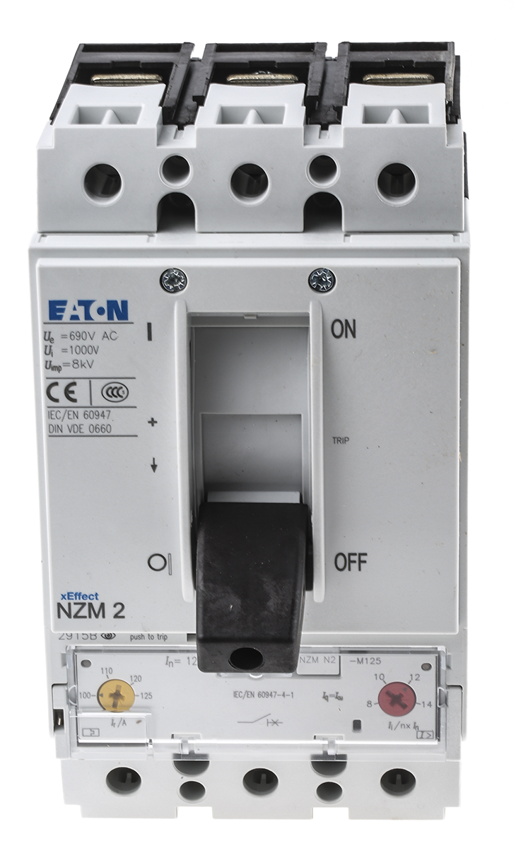 Eaton, xEnergy MCCB 1P 125A, Breaking Capacity 50 kA, Fixed Mount