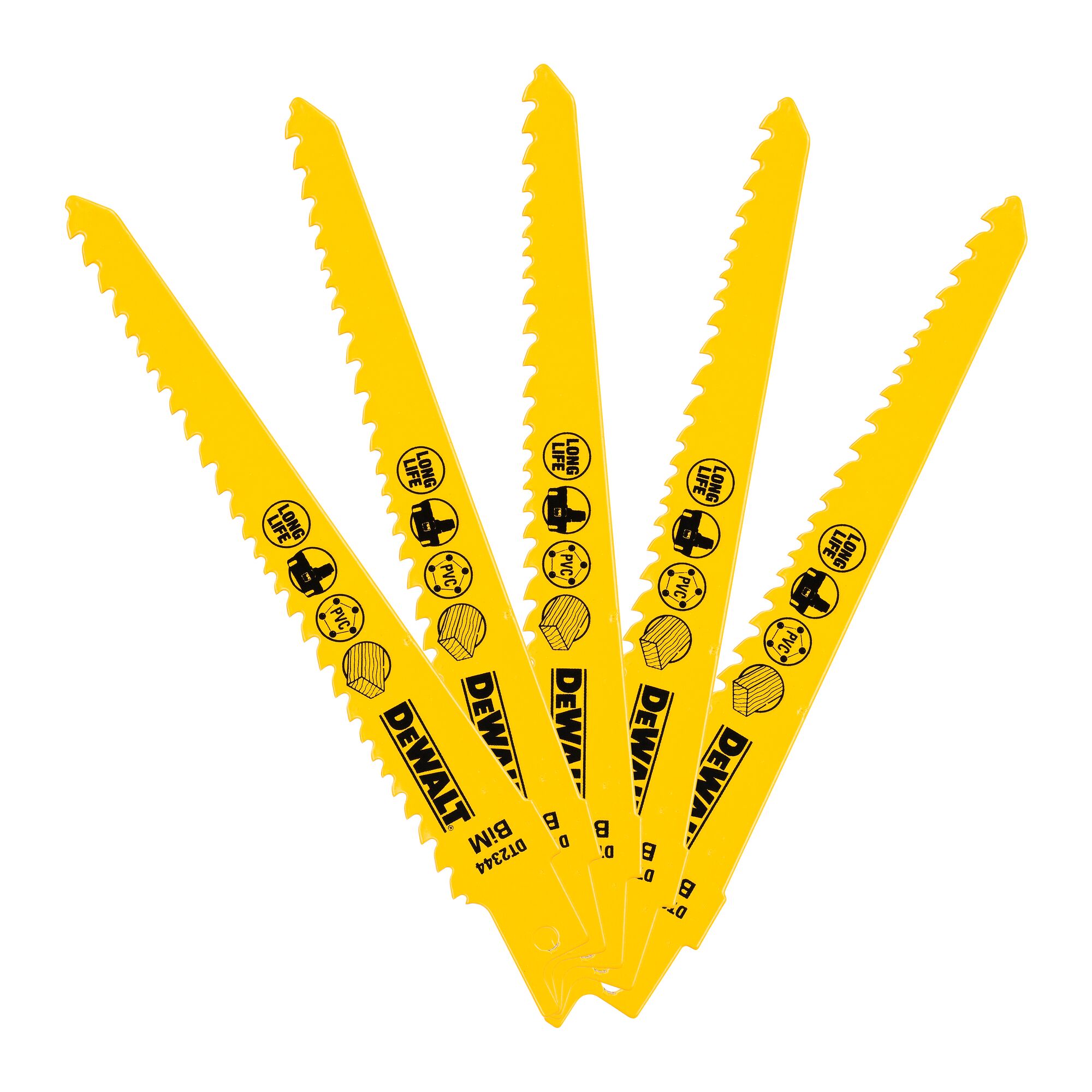 DeWALT, 6 Teeth Per Inch Wood 152mm Cutting Length Reciprocating Saw Blade, Pack of 5