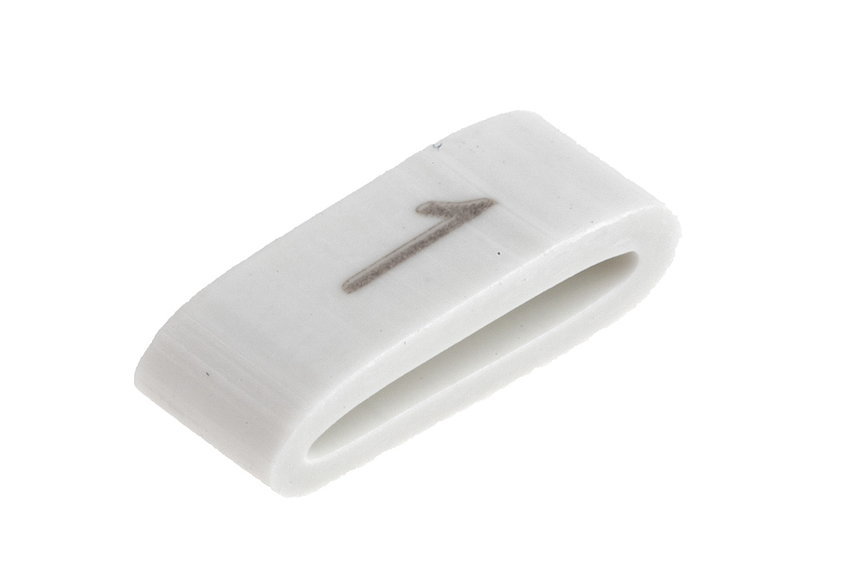 HellermannTyton HODS85 Slide On Cable Markers, Black on White, Pre-printed "1", 1.8 → 6.3mm Cable, 531-07852