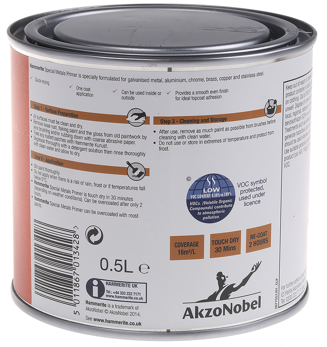 Hammerite Special Metals Primer Metal Special Metals Primer Paint Red 500ml