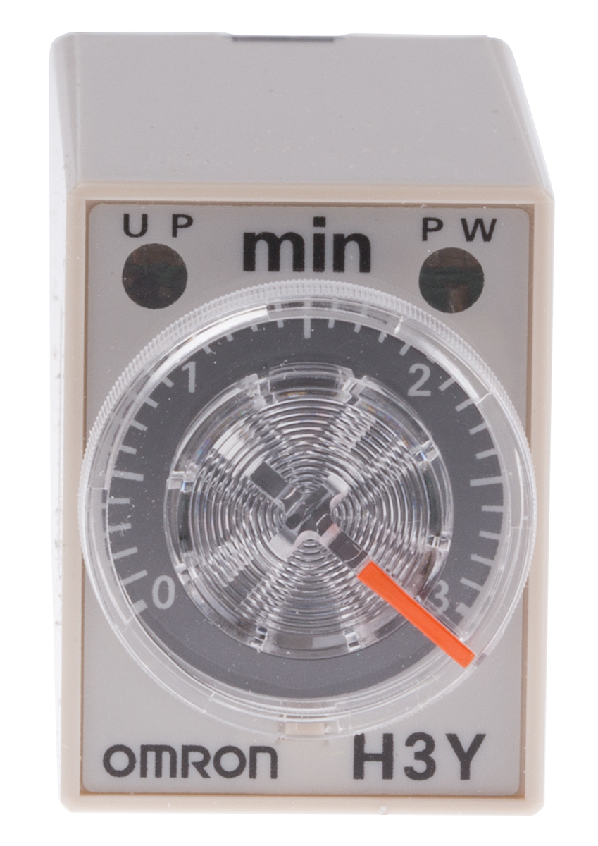 Omron H3Y-4 Series DIN Rail, Surface Mount Timer Relay, 100 → 120V ac, 4-Contact, 0.1 → 3min, 1-Function,
