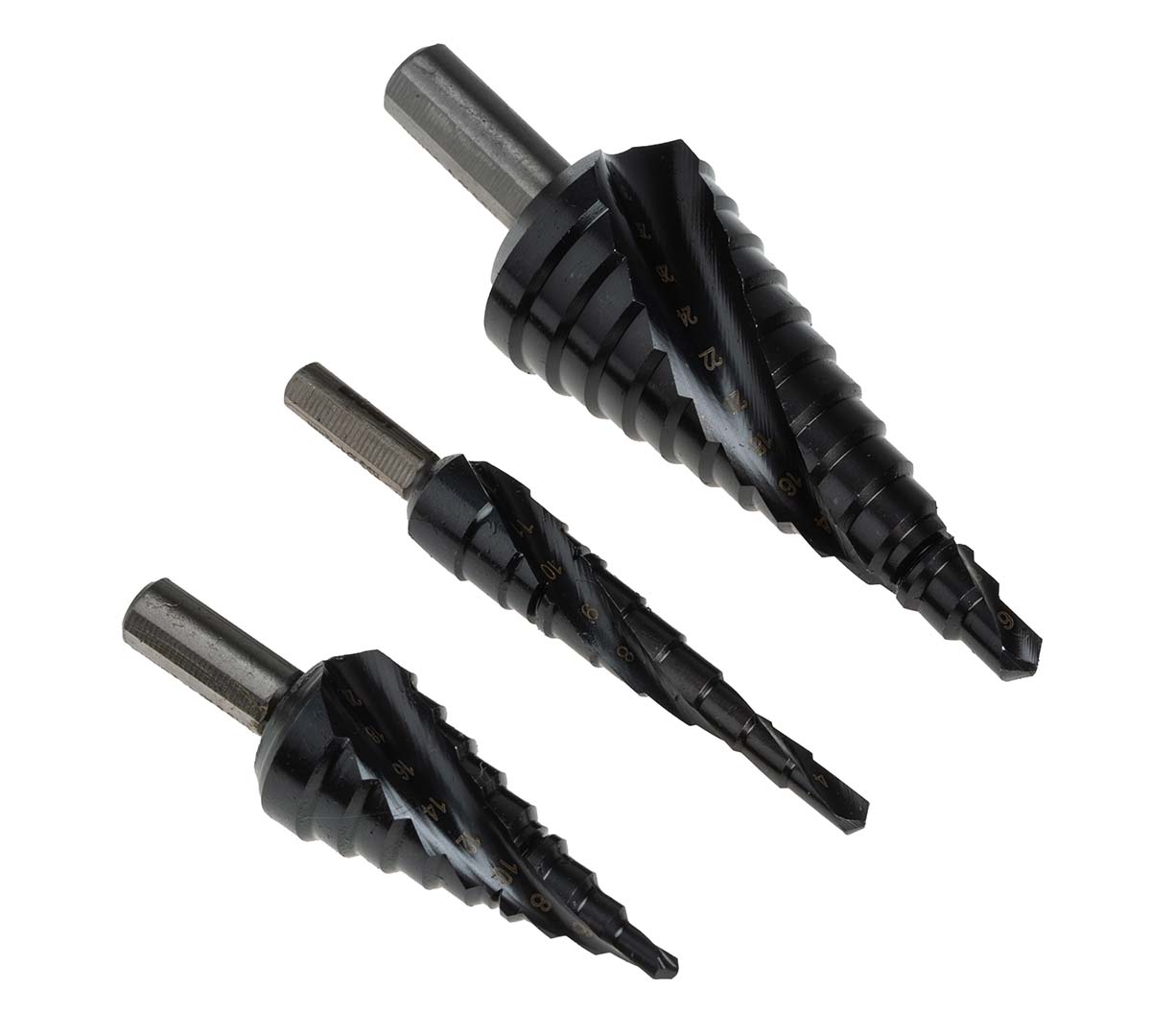 EXACT 3-Piece Step Drill Bit Set for Metal, 30mm Max, 4mm Min, HSS Bits
