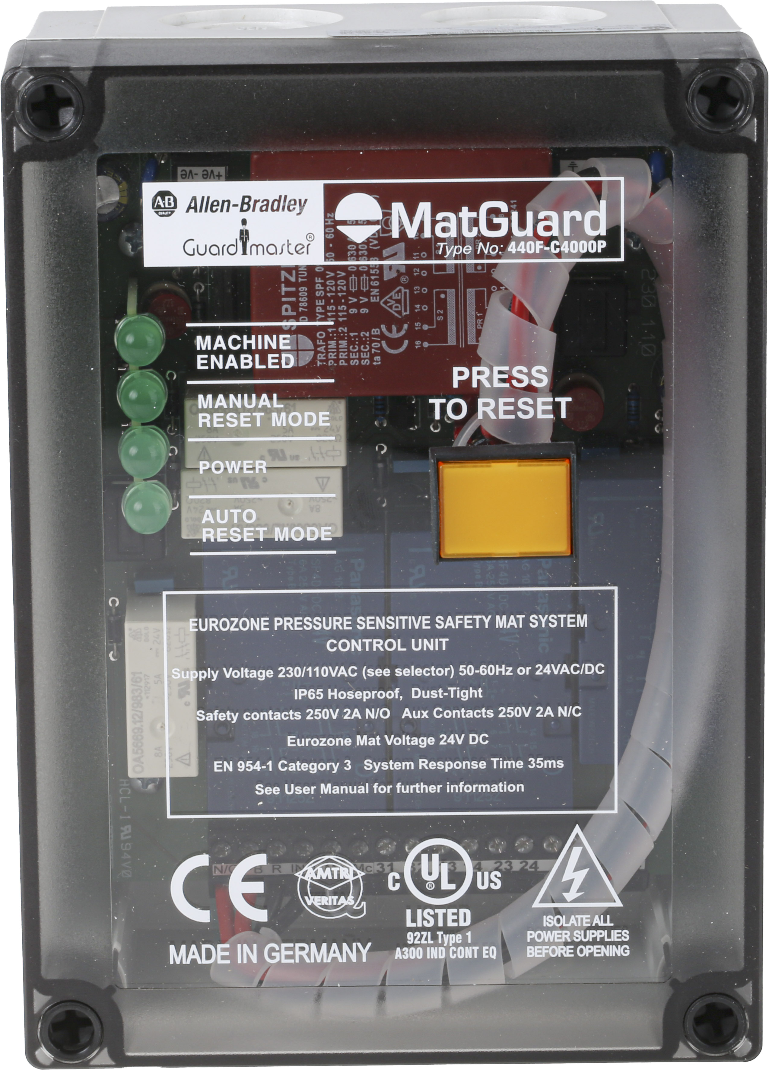 Allen Bradley MatGuard 440F 1 Auxiliary Contacts Safety Relay 24 → 230V ac/dc, Single Channel 2 Safety Contacts