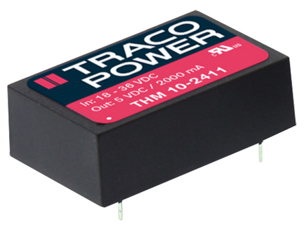 TRACOPOWER THM 10 DC-DC Converter, 24V dc/ 416mA Output, 18 → 36 V dc Input, 10W, PCB Mount, +90°C Max Temp