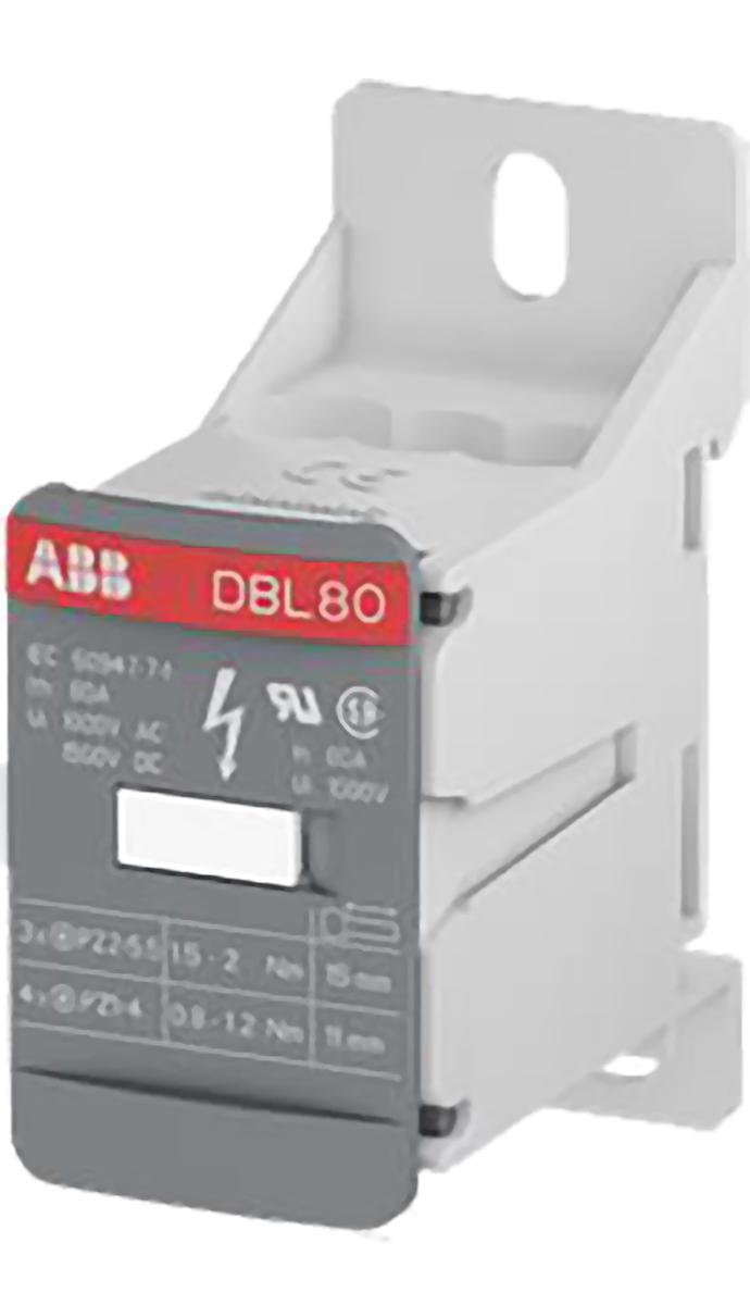 Entrelec Distribution Block, 7 Way, 2.5 → 16 (End 1) mm², 2.5 → 16 (End 2) mm², 80A, 1 kV ac, 1.5 kV dc,