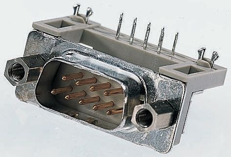 Provertha TMC 9 Way Right Angle Through Hole D-sub Connector Plug, 2.84mm Pitch, with Ground Clip, M3 Screwlock