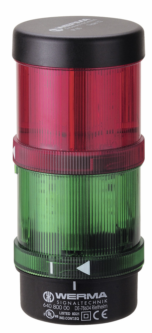 Werma KombiSIGN 71 Series Red/Green Signal Tower, 2 Lights, 24 V, Base Mount, Wall Mount