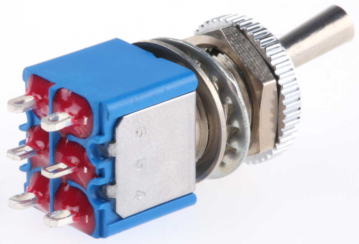 APEM Toggle Switch, Panel Mount, On-On, DPDT, Solder Terminal