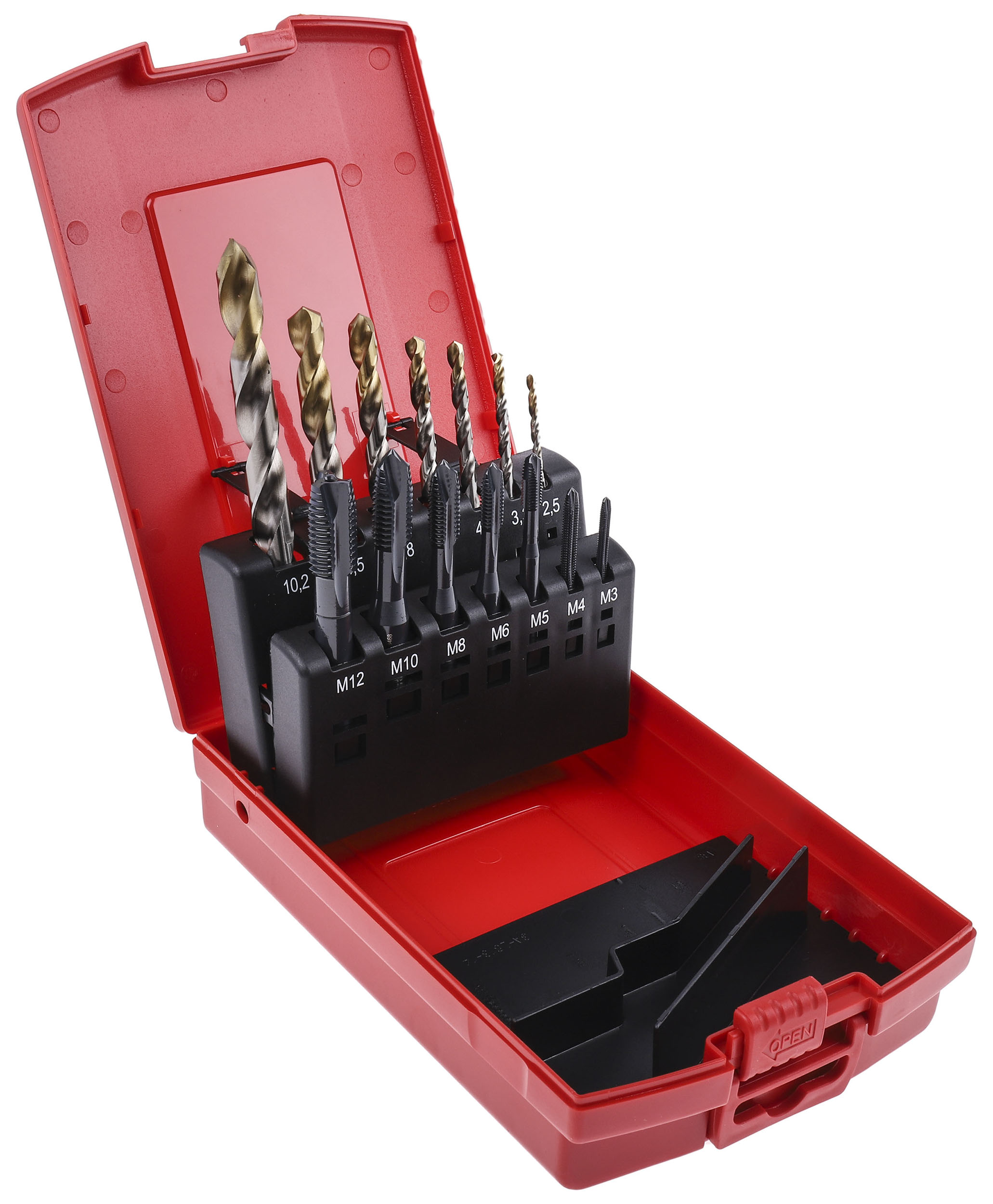 Dormer Tap & Drill Set HSS-E, HSS-TiN 14-Piece Metric Standard Hand Tap M12 Thread