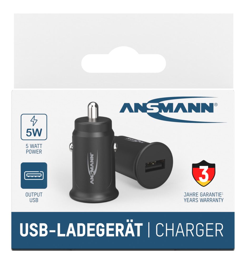 Ansmann Car Charger, 12 → 24V dc Input, 5V dc Output, 1A