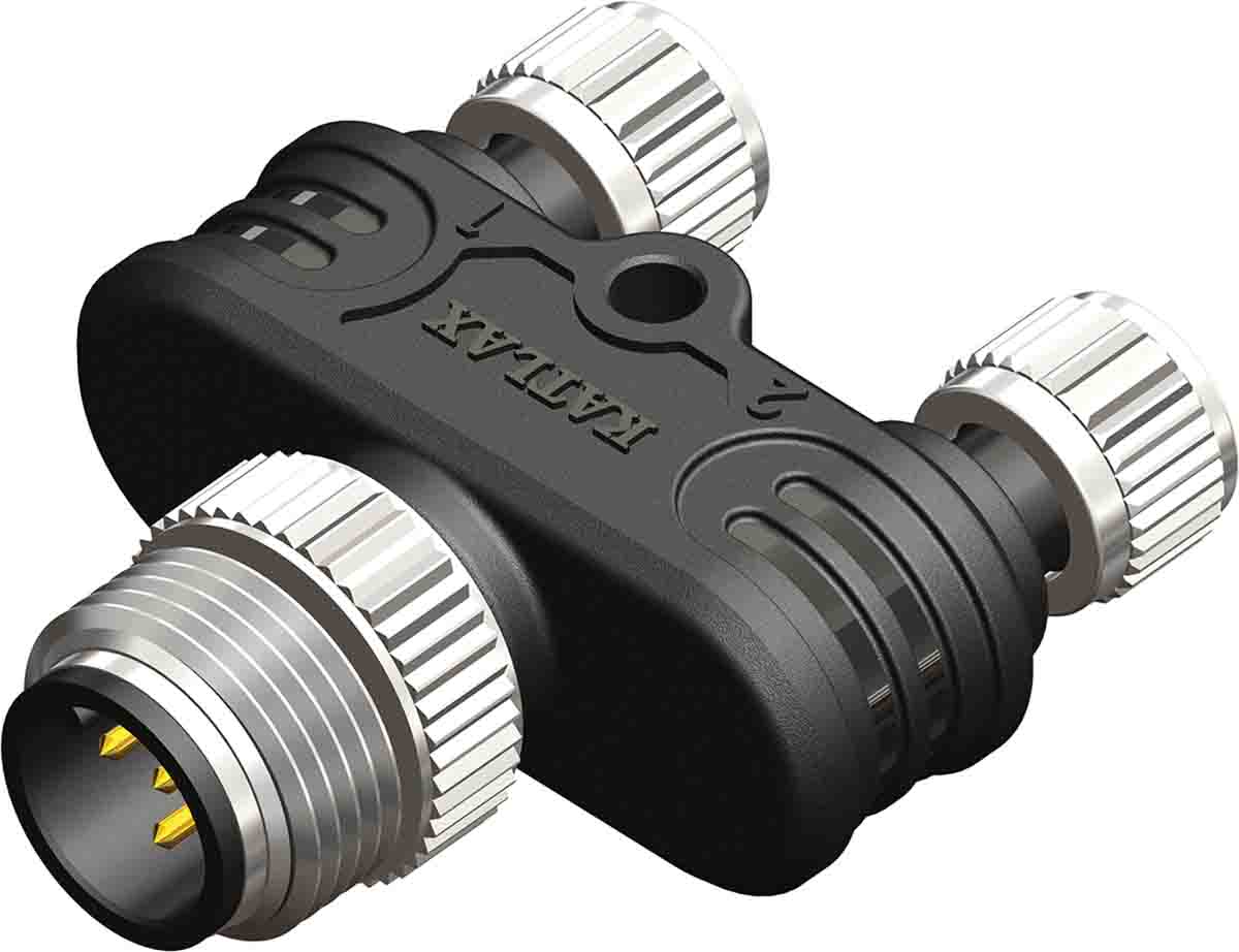 RS PRO 1 Pole M12 Plug to 2 Pole M8 Socket Connector