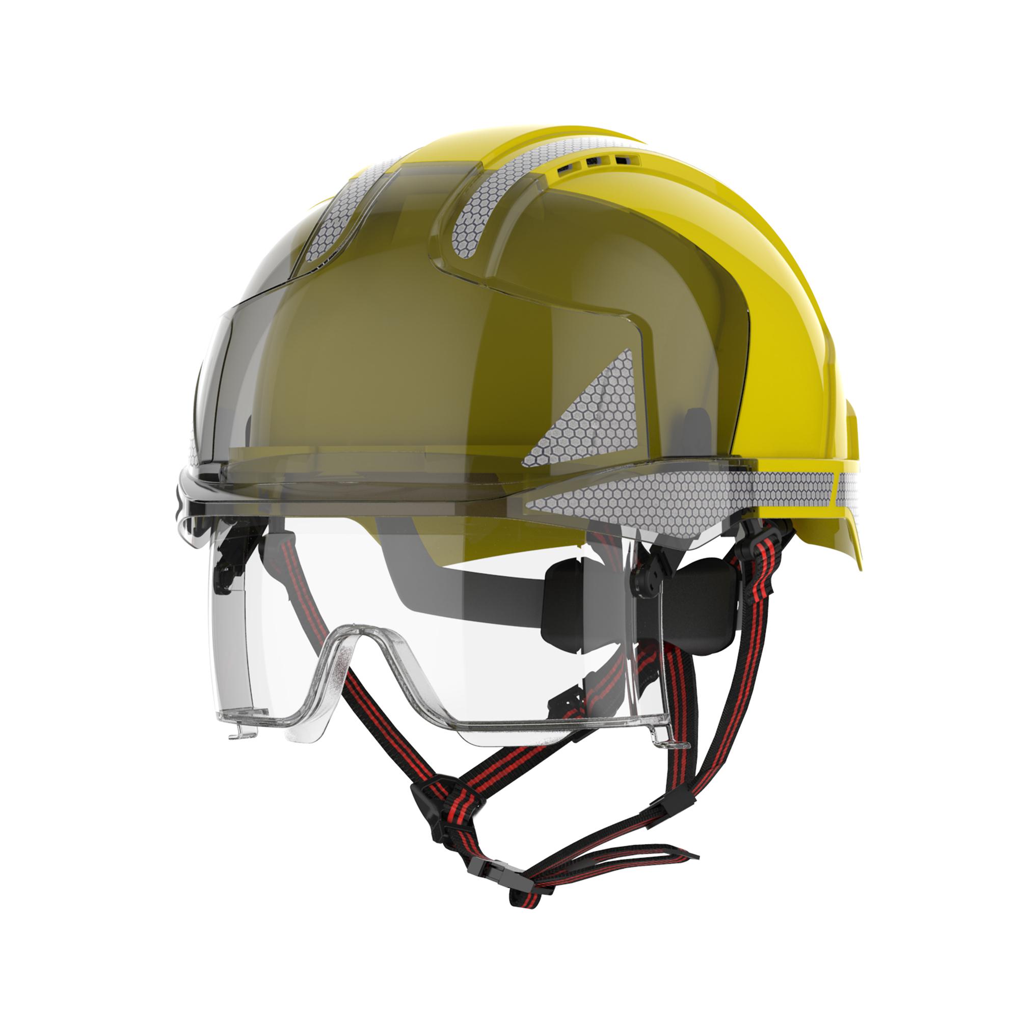 JSP EVO Yellow Safety Helmet with Chin Strap, AdjustableVentilated