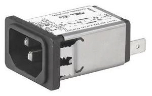Schurter 10A, 250 V ac Male Snap-In Filtered IEC Connector 5110.1043.1