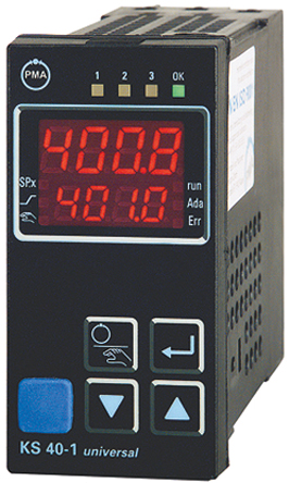P.M.A KS40 PID Temperature Controller, 96 x 48 (1/8 DIN)mm, 2 Output Relay, 18 → 30 V dc, 24 V ac Supply Voltage