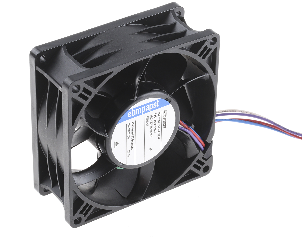 ebm-papst 3250 J - S-Panther Series Axial Fan, 48 V dc, DC Operation, 270m³/h, 33.6W, 92 x 92 x 38mm