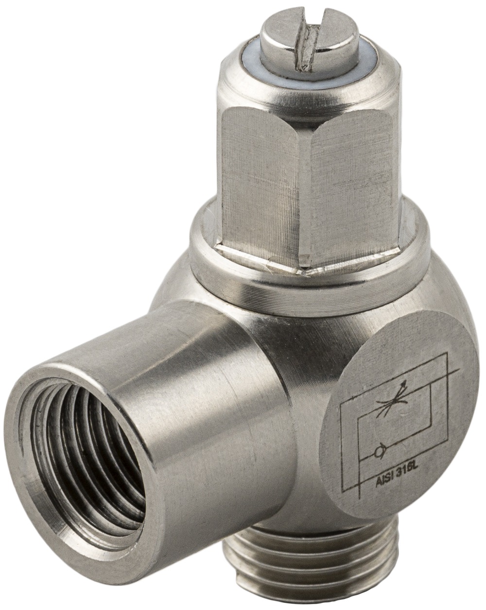 RS PRO 66070 Series Threaded Flow Regulator, 1/4 in Male Inlet Port, 1/4in Tube Inlet Port x 1/4 in Female Outlet Port