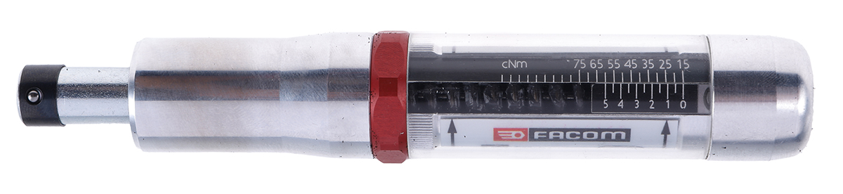 Facom Adjustable Torque Screwdriver, 0.15 → 0.75Nm, 1/4 in Drive, ±6 % Accuracy - With RS Calibration
