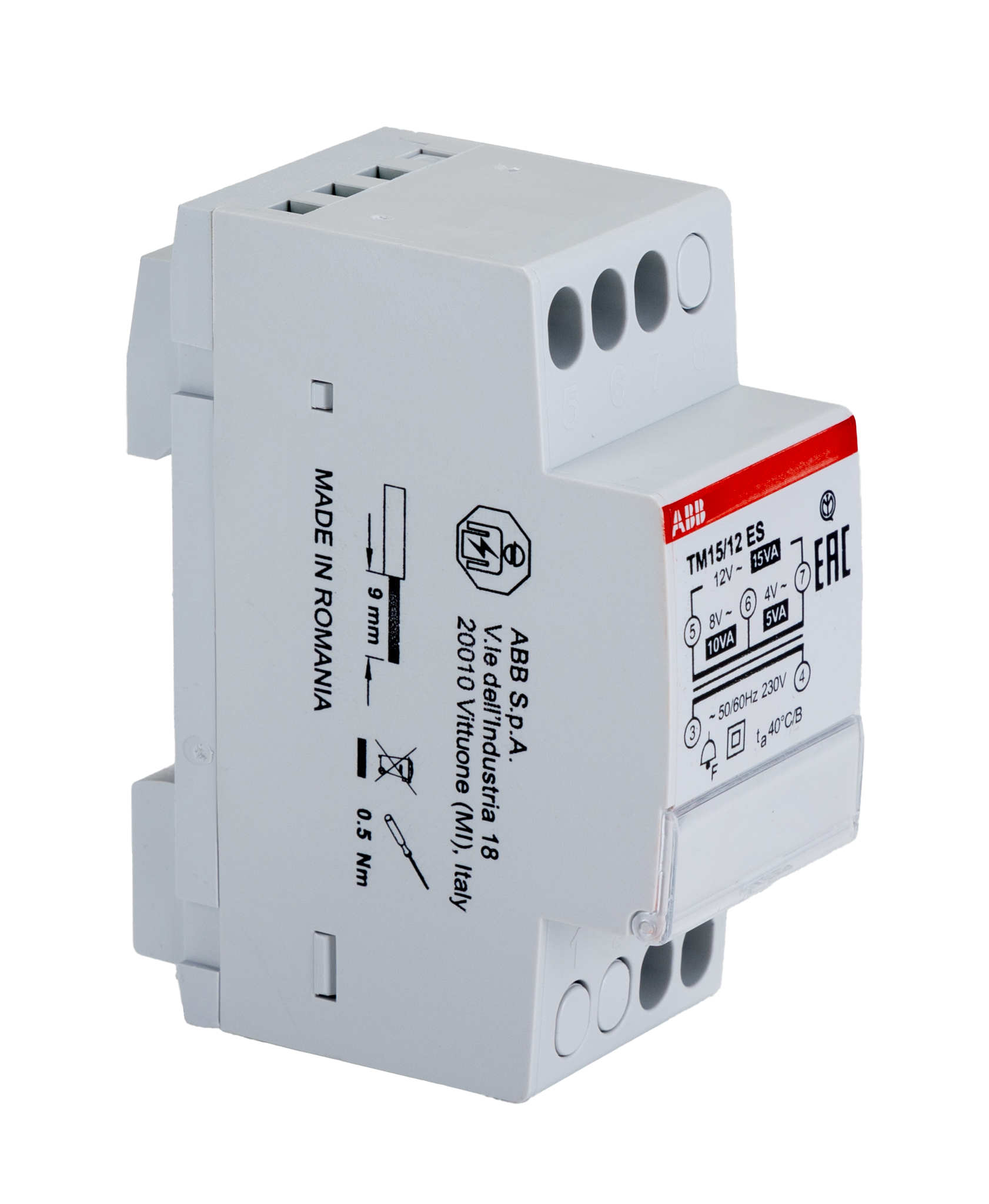 ABB 15W DIN Rail Transformer, 230V Primary, 12V Secondary