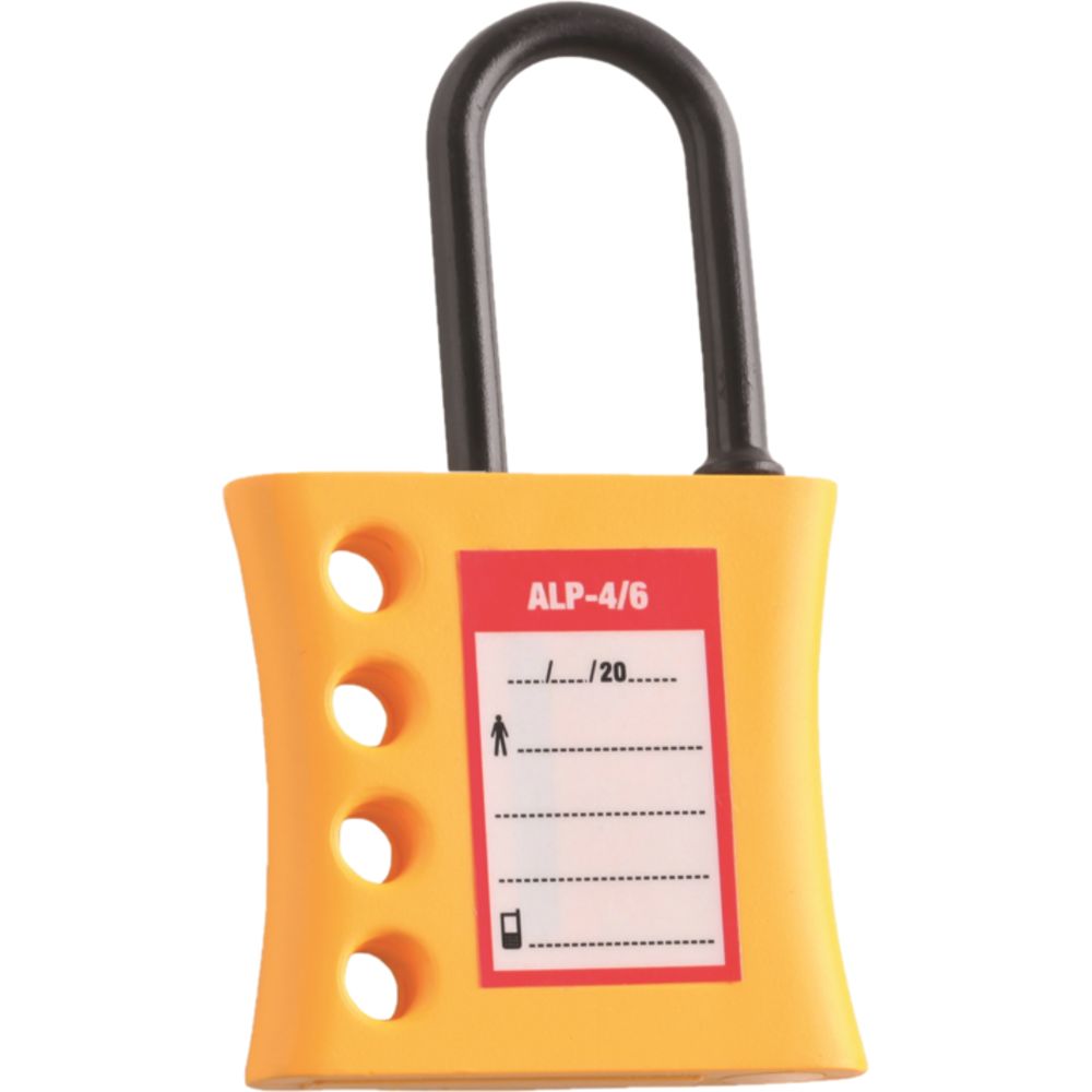 Catu Yellow 4-Lock Plastic Lockout Hasp, 6mm Shackle, 8mm Attachment