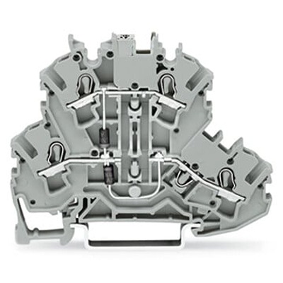 WAGO 2002-2214/1000-492 TOPJOB S Series Grey, 2.5mm², 2-Level, Push In Termination