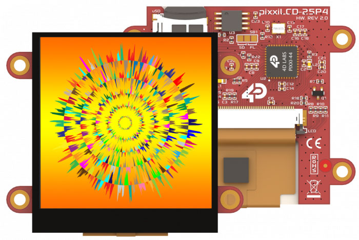 4D Systems pixxiLCD-25P4-CTP TFT LCD Colour Display / Touch Screen, 2.5in, 240 x 240pixels