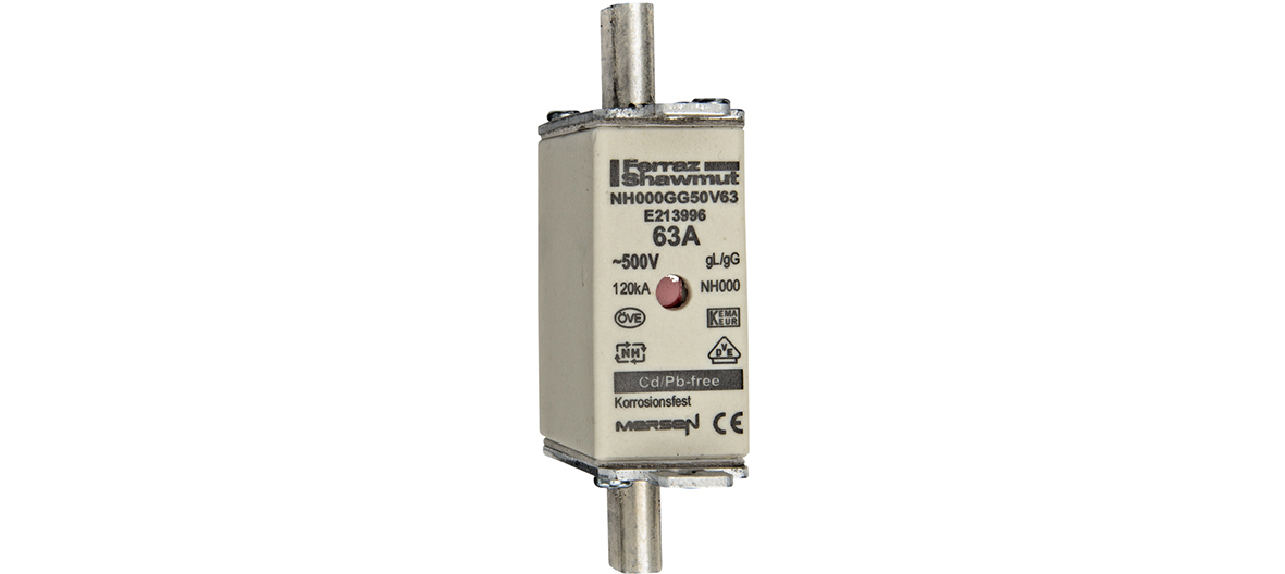 Mersen 63A NH Fuse, NH000, 500V ac