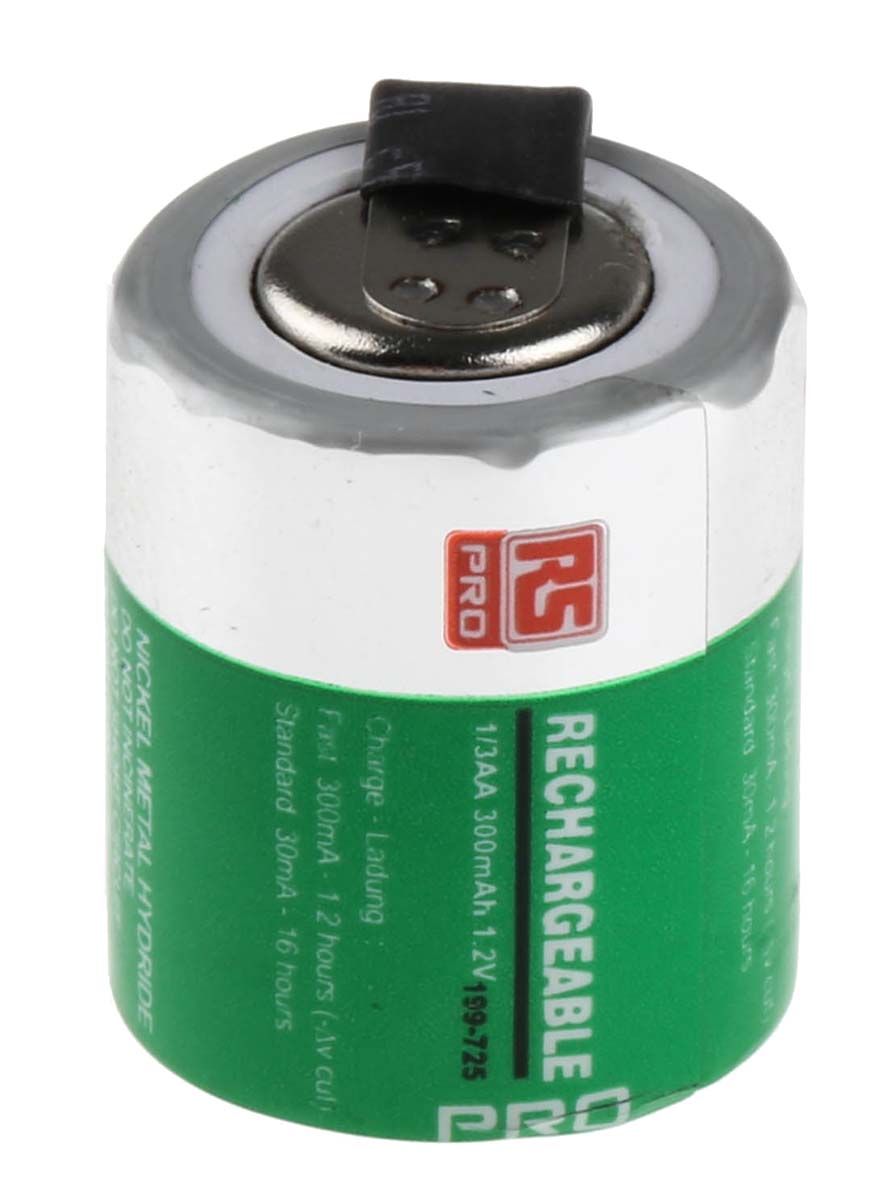 RS PRO RS PRO, 1.2V, 1/3 AA, NiMH Rechargeable Battery, 300mAh