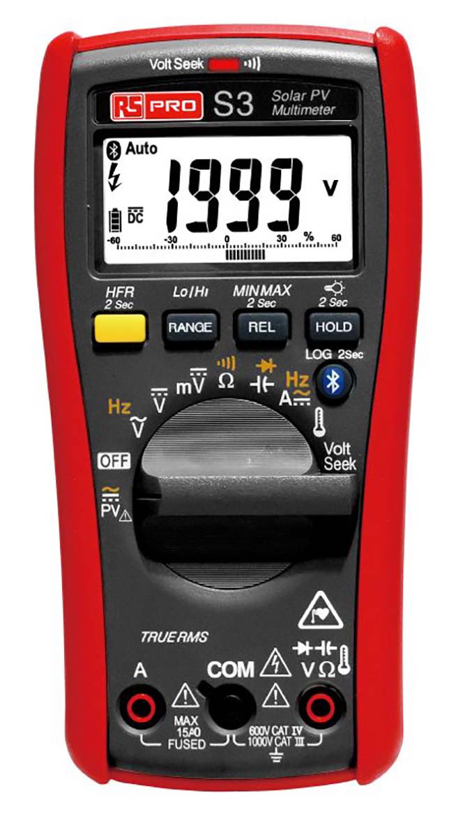 RS PRO S3 Handheld Digital Multimeter, True RMS, 10A ac Max, 10A dc Max, 1000V ac Max - RS Calibrated